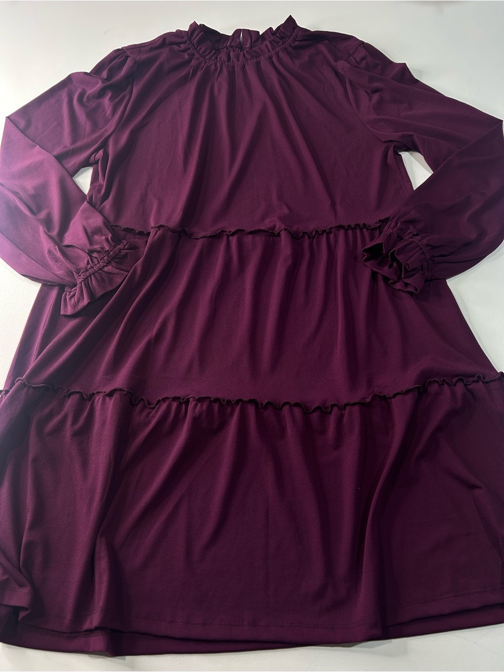 LuLaRoe Large Long-Sleeve Tiered Dress - Plum